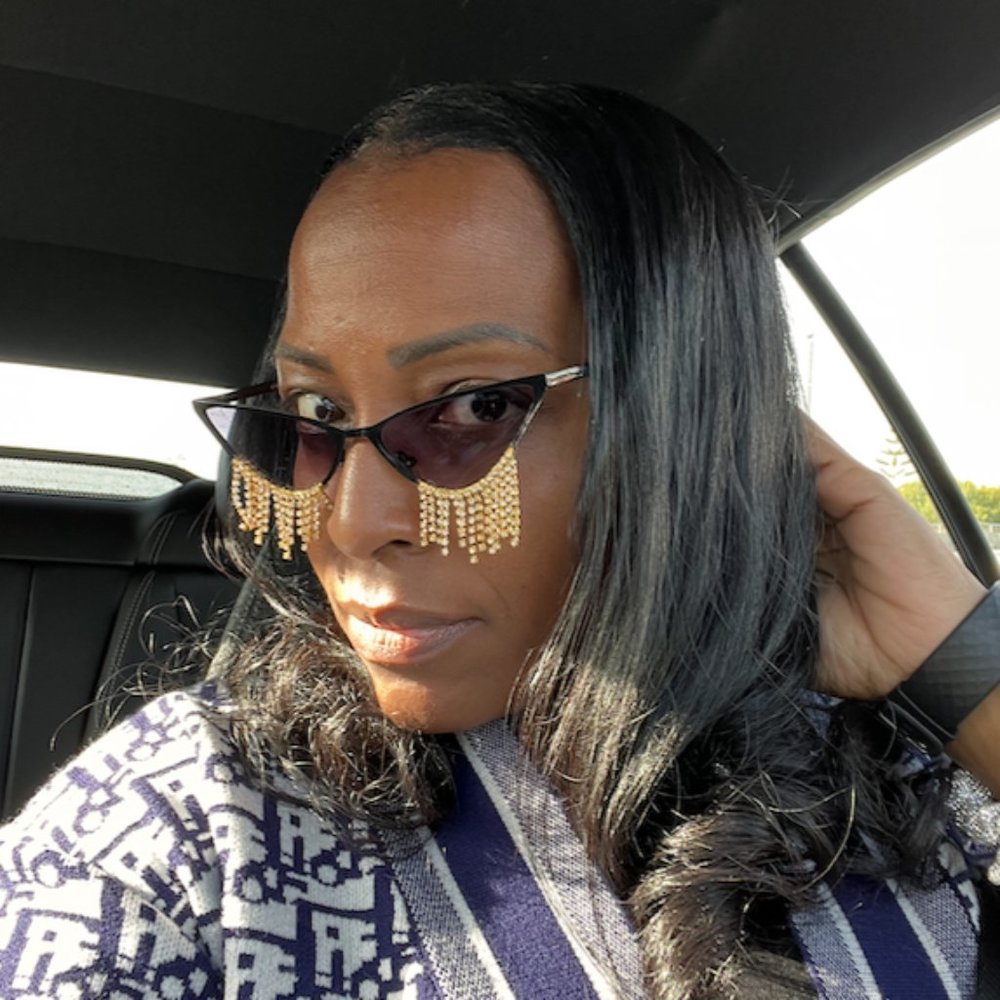 Dangling Rhinestone Sunglasses - Black Lens/Black Frame